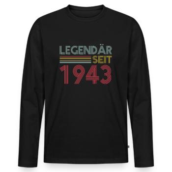 80 Jahre Legendär Seit 1943 80. Geburtstag - Männer Premium Bio Langarmshirt - Schwarz - Vorne - Nico (187cm)