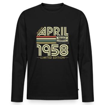 Avril 1958 Naissance Anniversaire Vintage Rétro - T-shirt manches longues Premium bio Homme - noir - Devant - Nico (187cm)