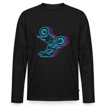 Dirt Biker Vintage Dirt Bike Motocross Homme - T-shirt manches longues Premium bio Homme - noir - Devant - Nico (187cm)