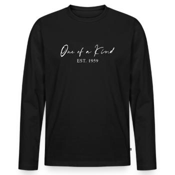 Einzigartig seit 1959 Geschenkidee Typografie - Männer Premium Bio Langarmshirt - Schwarz - Vorne - Nico (187cm)