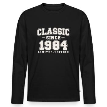 Classique Depuis 1984 Vintage Vintage Anniversaire - T-shirt manches longues Premium bio Homme - noir - Devant - Nico (187cm)
