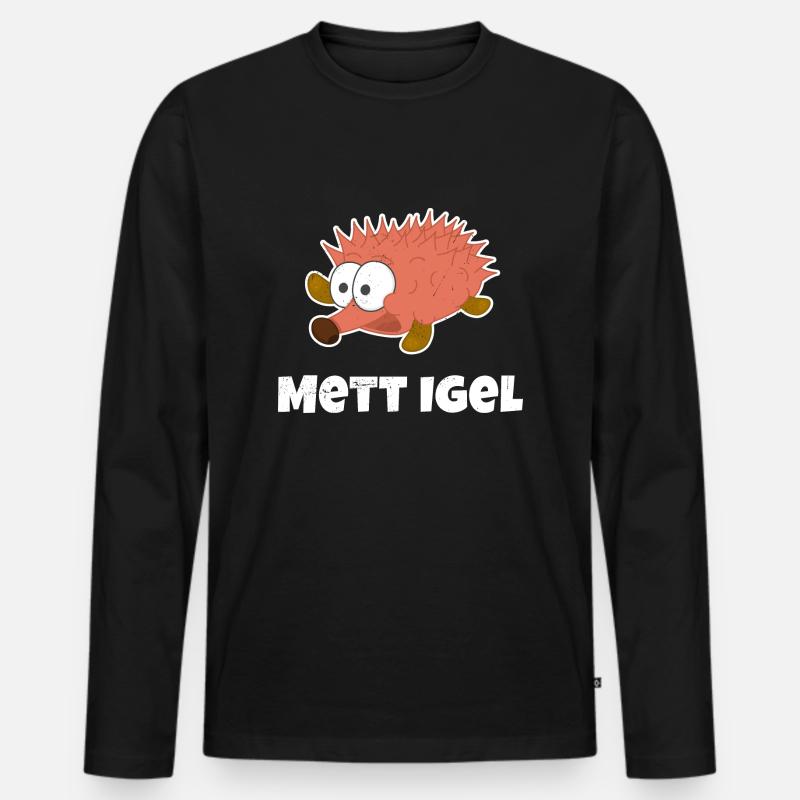 Mettigel - Helles Design - Männer Premium Bio Langarmshirt - Schwarz