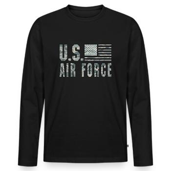 US Air Force - T-shirt manches longues Premium bio Homme - noir - Devant - Nico (187cm)