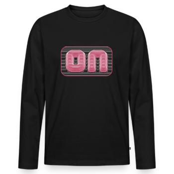 Bei Pull-Effekt - Männer Premium Bio Langarmshirt - Schwarz - Vorne - Nico (187cm)