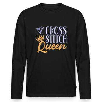 Cross Stitch Cross Stitch Embroidery - Men's Premium Organic Long Sleeve Shirt - black - Front - Nico (187cm)
