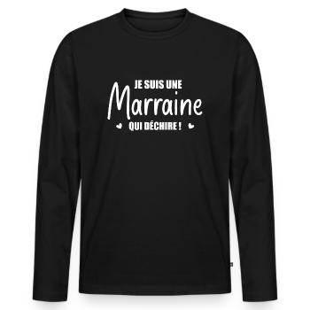 Je Suis Une Marraine Qui Déchire ! - T-shirt manches longues Premium bio Homme - noir - Devant - Nico (187cm)