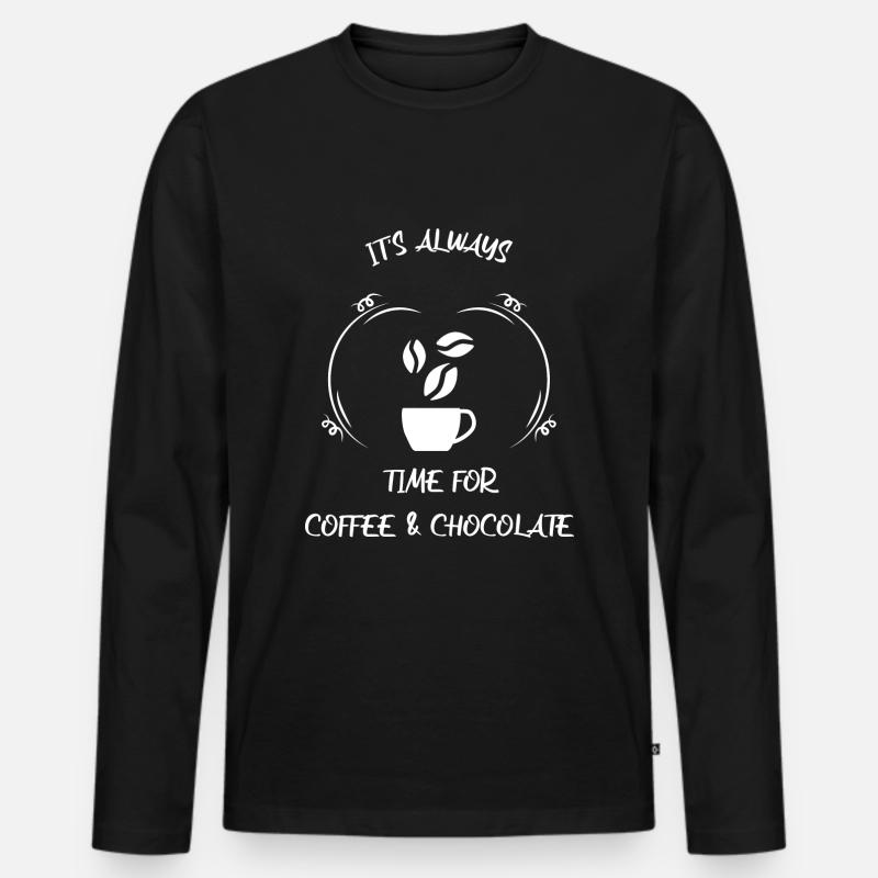 Kaffee Espresso Käffchen & Schokolade - Männer Premium Bio Langarmshirt - Schwarz