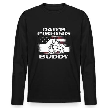 Angeln Angler Vater Sohn Dad's Fishing Buddy - Männer Premium Bio Langarmshirt - Schwarz - Vorne - Nico (187cm)