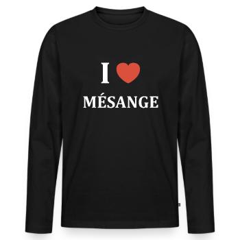i love Mésange - T-shirt manches longues Premium bio Homme - noir - Devant - Nico (187cm)