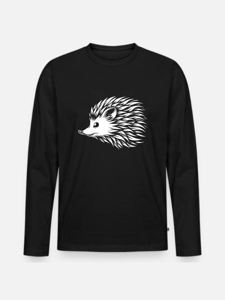 Igel - Männer Premium Bio Langarmshirt - Schwarz