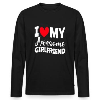 Paare Liebe Herz Freund Geschenkidee Beziehung - Männer Premium Bio Langarmshirt - Schwarz - Vorne - Nico (187cm)
