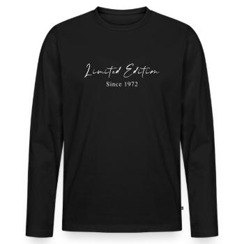 Limited Edition seit 1972 Handschrift Typografie - Männer Premium Bio Langarmshirt - Schwarz - Vorne - Nico (187cm)
