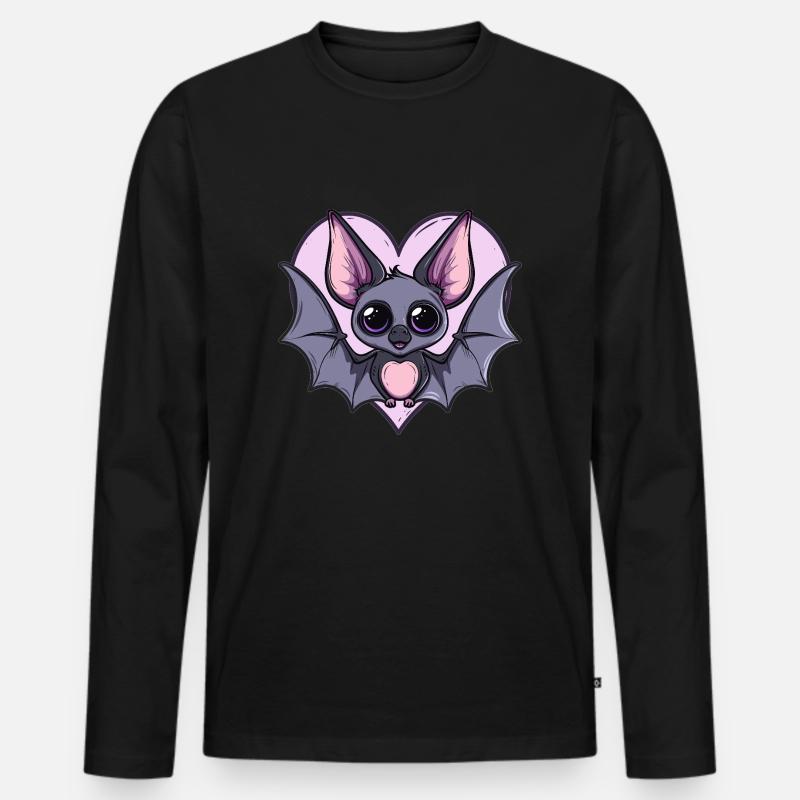 Fledermaus mit Herzflügel - Männer Premium Bio Langarmshirt - Schwarz