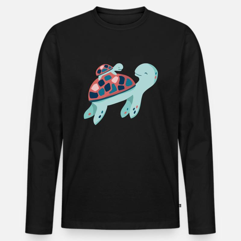 Schildkröte - Männer Premium Bio Langarmshirt - Schwarz