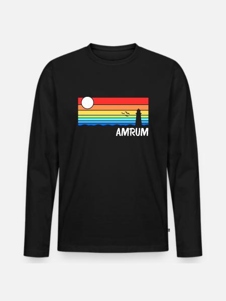Amrum Nordsee Nordfriesische Insel Geschenk - Männer Premium Bio Langarmshirt - Schwarz