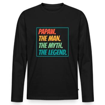 Papa Père Grand-père Idée Cadeau Papaw Dire Humour - T-shirt manches longues Premium bio Homme - noir - Devant - Nico (187cm)