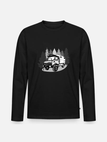Camping - Unimog - Adventure - Oldtimer - Men's Premium Organic Long Sleeve Shirt - black