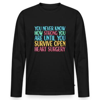 Hartaanval Hartchirurgie Chirurgie Ziekenhuis - Mannen Premium Bio shirt met lange mouwen - zwart - Voor - Nico (187cm)