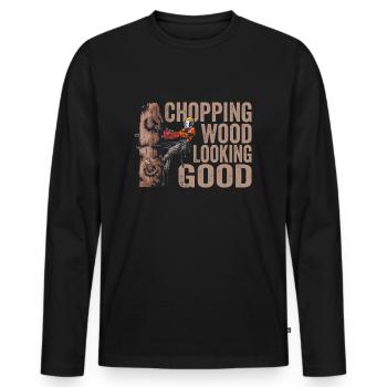 Woodworking Chopping Wood Looking Good Lumberjack - Men's Premium Organic Long Sleeve Shirt - black - Front - Nico (187cm)