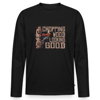 Woodworking Chopping Wood Looking Good Lumberjack - Men's Premium Organic Long Sleeve Shirt - black - Front - Nico (187cm)