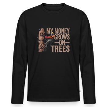 Woodworking My Money Grows On Trees Lumberjack - Men's Premium Organic Long Sleeve Shirt - black - Front - Nico (187cm)
