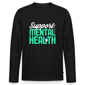 Mental Health Mentale Gesundheit - Men's Premium Organic Long Sleeve Shirt - black - Front - Nico (187cm)