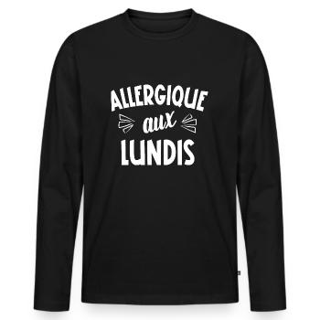 allergique aux lundis - T-shirt manches longues Premium bio Homme - noir - Devant - Nico (187cm)