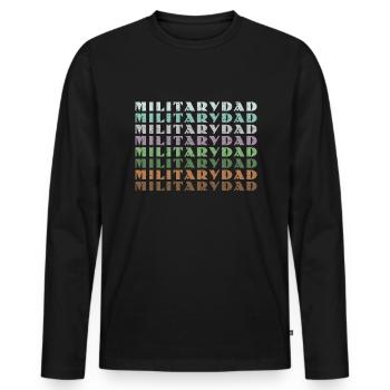 Papa Papa Père Fête des pères Soldat militaire - T-shirt manches longues Premium bio Homme - noir - Devant - Nico (187cm)