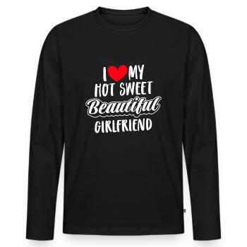 Paare Liebe Herz Freund Geschenkidee Beziehung - Männer Premium Bio Langarmshirt - Schwarz - Vorne - Nico (187cm)
