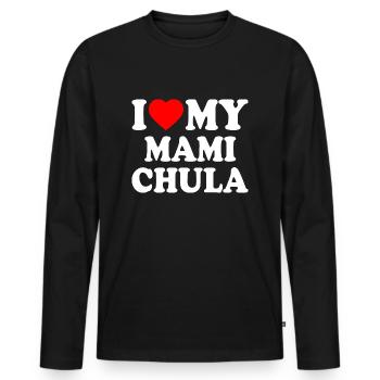 I love my mami chula - Männer Premium Bio Langarmshirt - Schwarz - Vorne - Nico (187cm)