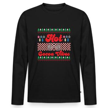 Hot Cocoa Vibes Cute Hot Chocolate Ugly Christmas - Men's Premium Organic Long Sleeve Shirt - black - Front - Nico (187cm)