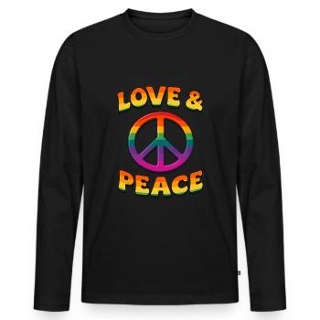 Love & Peace - Men's Premium Organic Long Sleeve Shirt - black - Front - Nico (187cm)