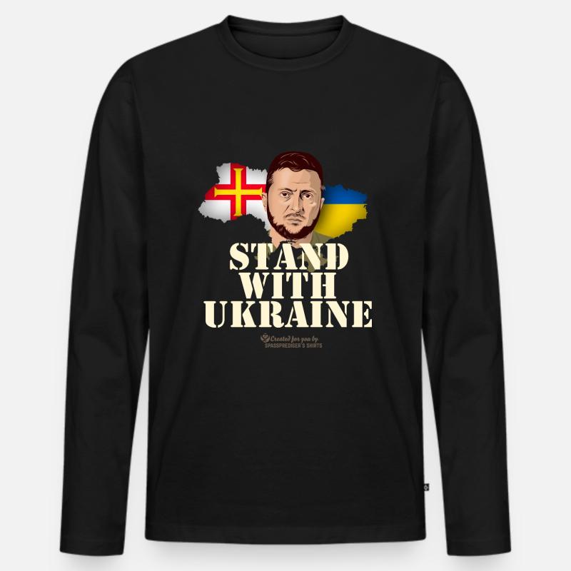 Ukraine Guernsey - Männer Premium Bio Langarmshirt - Schwarz