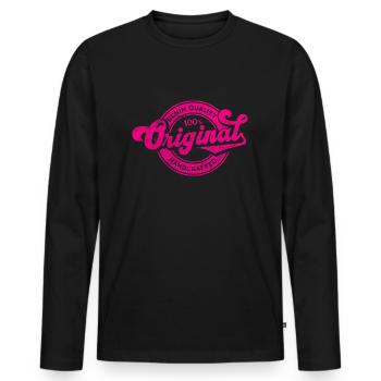 Denim original qualité rétro vintage magenta - T-shirt manches longues Premium bio Homme - noir - Devant - Nico (187cm)