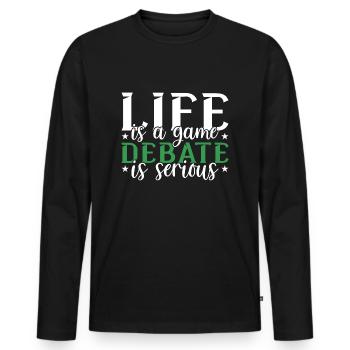Debattieren Debatte Argumentieren - Männer Premium Bio Langarmshirt - Schwarz - Vorne - Nico (187cm)