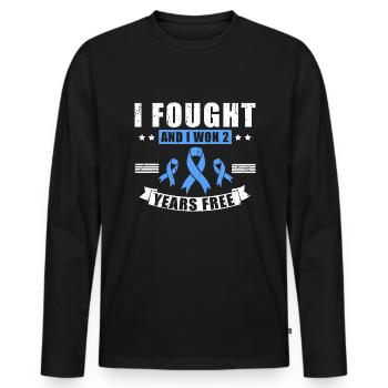 I fought and won 2 years free cancer - Men's Premium Organic Long Sleeve Shirt - black - Front - Nico (187cm)