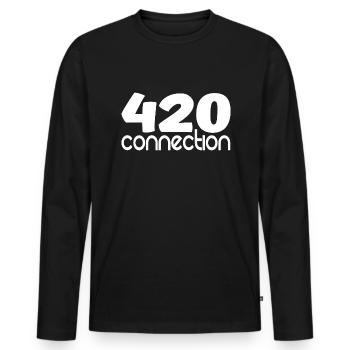 420 connection - Männer Premium Bio Langarmshirt - Schwarz - Vorne - Nico (187cm)