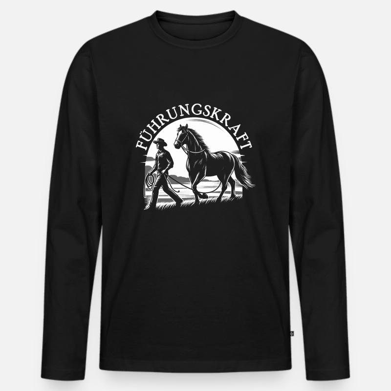 Führungskraft Pferd Reiten Geschenkidee Lustig - Männer Premium Bio Langarmshirt - Schwarz
