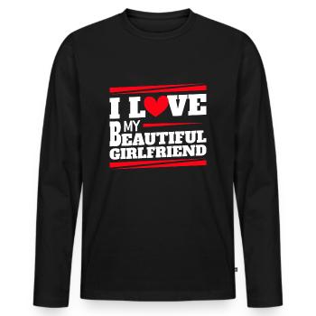 Paare Liebe Herz Freund Geschenkidee Beziehung - Männer Premium Bio Langarmshirt - Schwarz - Vorne - Nico (187cm)