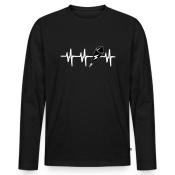 Heartbeat New Year's Eve Rocket - Men's Premium Organic Long Sleeve Shirt - black - Front - Nico (187cm)