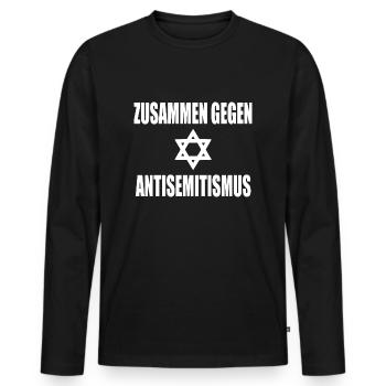 zusammen gegen antisemitismus - Männer Premium Bio Langarmshirt - Schwarz - Vorne - Nico (187cm)