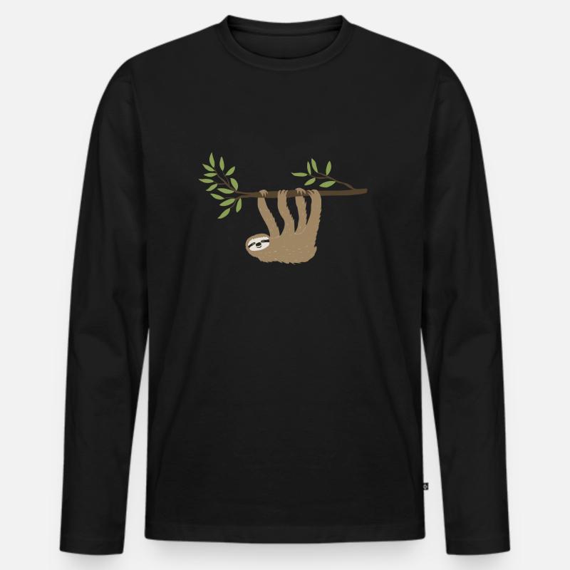 Faultier 1 - Männer Premium Bio Langarmshirt - Schwarz