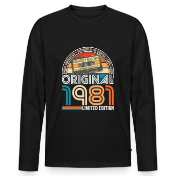 Geburtstag 1981 Retro Vintage Kassette Tape - Männer Premium Bio Langarmshirt - Schwarz - Vorne - Nico (187cm)