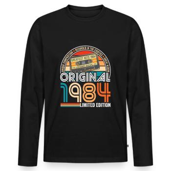 Birthday 1984 Retro Vintage Cassette Tape - Men's Premium Organic Long Sleeve Shirt - black - Front - Nico (187cm)