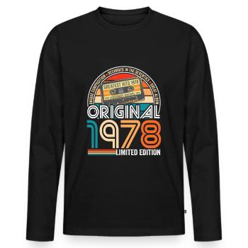 Anniversaire 1978 Mixtape cassette vintage 1978 - T-shirt manches longues Premium bio Homme - noir - Devant - Nico (187cm)