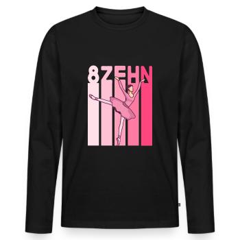 18.Geburtstag Mädchen Pink Ballerina Retro Style - Männer Premium Bio Langarmshirt - Schwarz - Vorne - Nico (187cm)