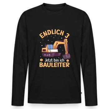3. Geburtstag Junge Bagger Design Endlich 3 - Männer Premium Bio Langarmshirt - Schwarz - Vorne - Nico (187cm)