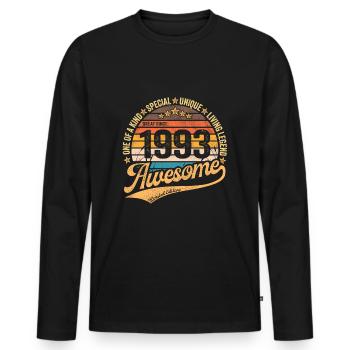1993 Anniversaire Retro Vintage né en 1993 - T-shirt manches longues Premium bio Homme - noir - Devant - Nico (187cm)