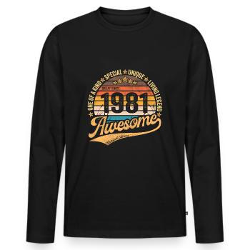1981 Birthday Retro Vintage born in 1981 - Men's Premium Organic Long Sleeve Shirt - black - Front - Nico (187cm)