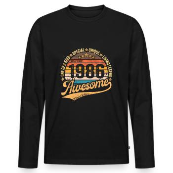 1986 Geburtstag Retro Vintage im Jahr 1986 geboren - Männer Premium Bio Langarmshirt - Schwarz - Vorne - Nico (187cm)